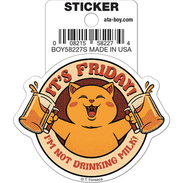 Tobe Fonseca: I'm Not Drinking Milk Tonight Cat Die Cut Vinyl Sticker - 3" (ONLINE ORDER ONLY)