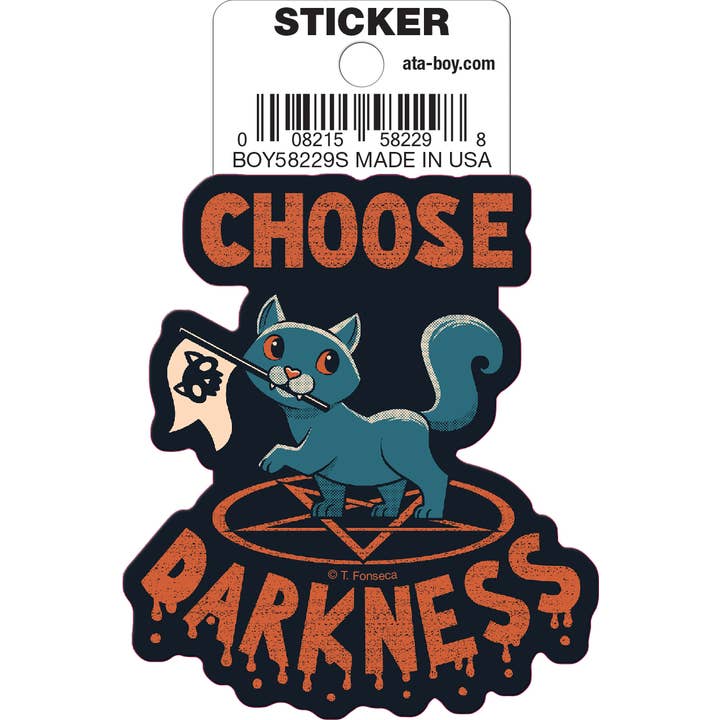 Tobe Fonseca: Choose Darkness Cat Die Cut Vinyl Sticker - 3" (ONLINE ORDER ONLY)