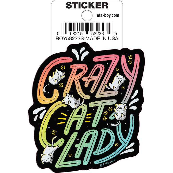 Tobe Fonseca: Crazy Cat Lady Die Cut Vinyl Sticker - 3" (ONLINE ORDER ONLY)