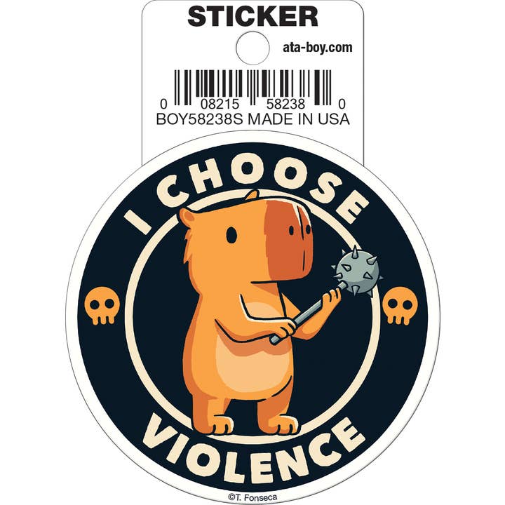 Tobe Fonseca: I Choose Violence Cappybara Die Cut Vinyl Sticker - 3" (ONLINE ORDER ONLY)
