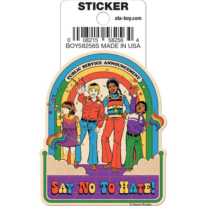 Steven Rhodes: Say No To Hate Die Cut Vinyl Sticker - 3" (ONLINE ORDER ONLY)