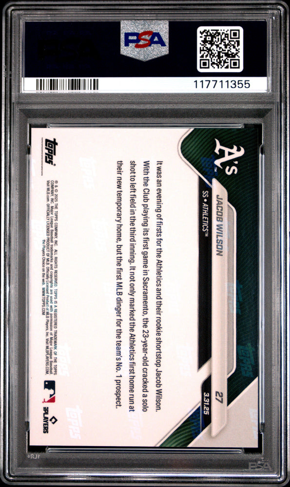 Graded 2025 Topps Now Jacob Wilson #27 Rookie RC Baseball Card PSA 9 Mint (ONLINE ORDER ONLY)
