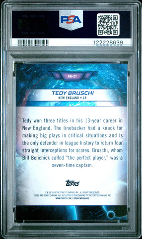 Graded 2024 Topps Cosmic Chrome Tedy Bruschi #GG21 Galaxy Greats Football Card PSA 10 Gem Mint (ONLINE ORDER ONLY)