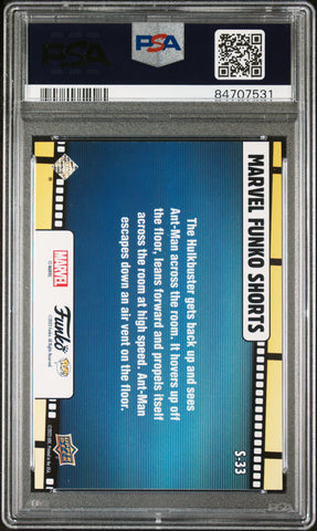 2023 UPPER DECK FUNKO POP MARVEL  SHORTS ANTMAN/HULKBUSTER SHORTSCONFETTI BOMB #S33  PSA 9 (Online Order Only)
