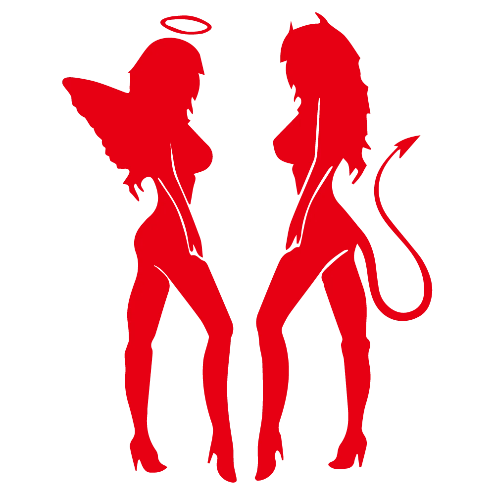 A Pair Of Car Stickers Angel Devil Sexy Hot Girl Bumper Window Notebook Decorated With Personalized Vinyl Decals (ONLINE ORDER ONLY)