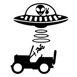 Jeep Car Stickers Decorative Paper Wind Glass Alien Abduction /UFO Ji Fun Creative Reflective Cartoon Waterproof Vinyl Decals (ONLINE ORDER ONLY)