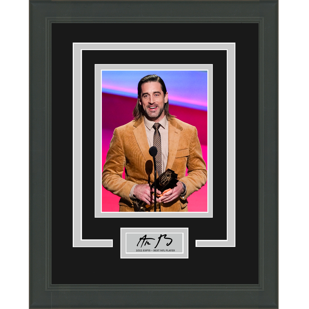 Framed Aaron Rodgers Facsimile Laser Engraved Signature Auto 11x14 ESPYS Photo (ONLINE ORDER ONLY)