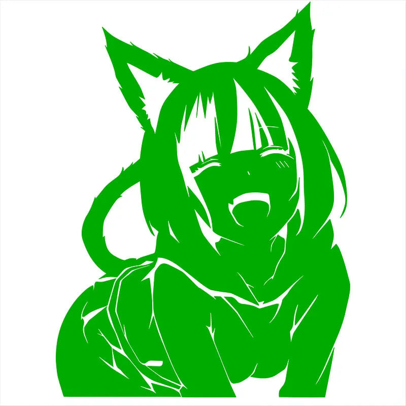 Animates A Female Cat Cartoon Car Sticker Beautiful Girl Window Decoration Laptop Stickers Waterproof Vinyl Decals (ONLINE ORDER ONLY)