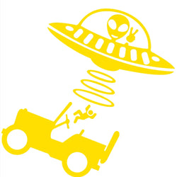 Jeep Car Stickers Decorative Paper Wind Glass Alien Abduction /UFO Ji Fun Creative Reflective Cartoon Waterproof Vinyl Decals (ONLINE ORDER ONLY)