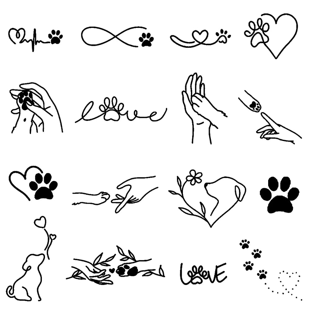 Simple Love Dog Line Temporary Tattoo,Lasts To 15 Days New Technology Magic Waterproof Semi Permanent Sticker. (Online Order Only)
