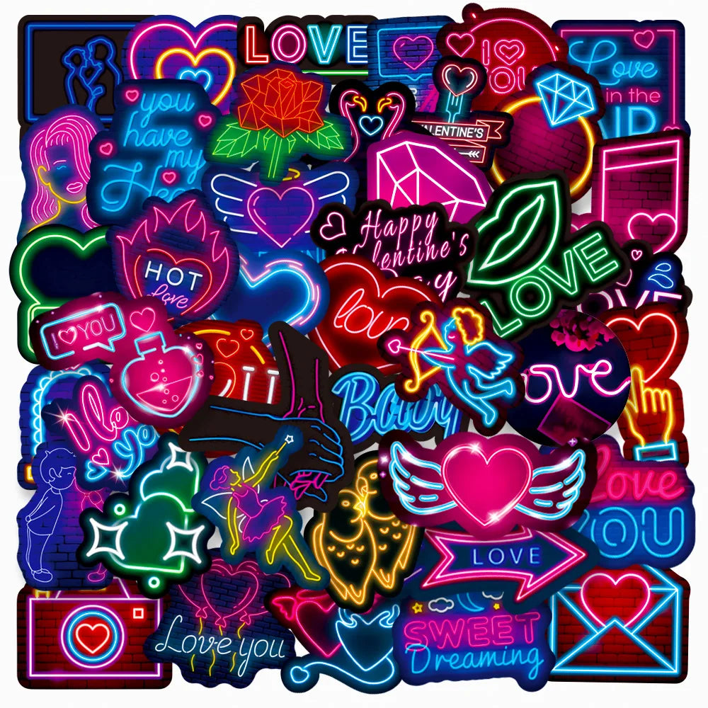 Cool Neon Stickers Pack for Laptop, Phone, Car, Fridge - Trendy Graffiti Decals (ONLINE ORDER ONLY)