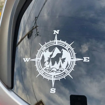Compass Car Sticker PVC Window Stickers Natural Mountain Forest Pacific Northwest Auto Spare Parts Notebook Vinyl Decals (ONLINE ORDER ONLY)