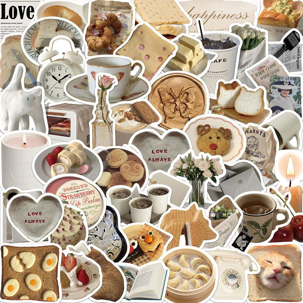 Breakfast Stickers Set: Bread Dessert Decals for Laptop, Phone, Fridge, Kids Gift (ONLINE ORDER ONLY)