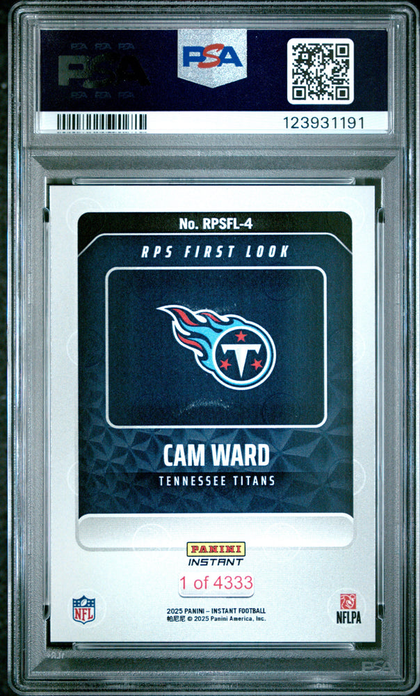 Graded 2025 Panini Instant Cam Ward #RPSFL4 RPS First Look Rookie RC Football Card PSA 9 Mint (ONLINE ORDER ONLY)