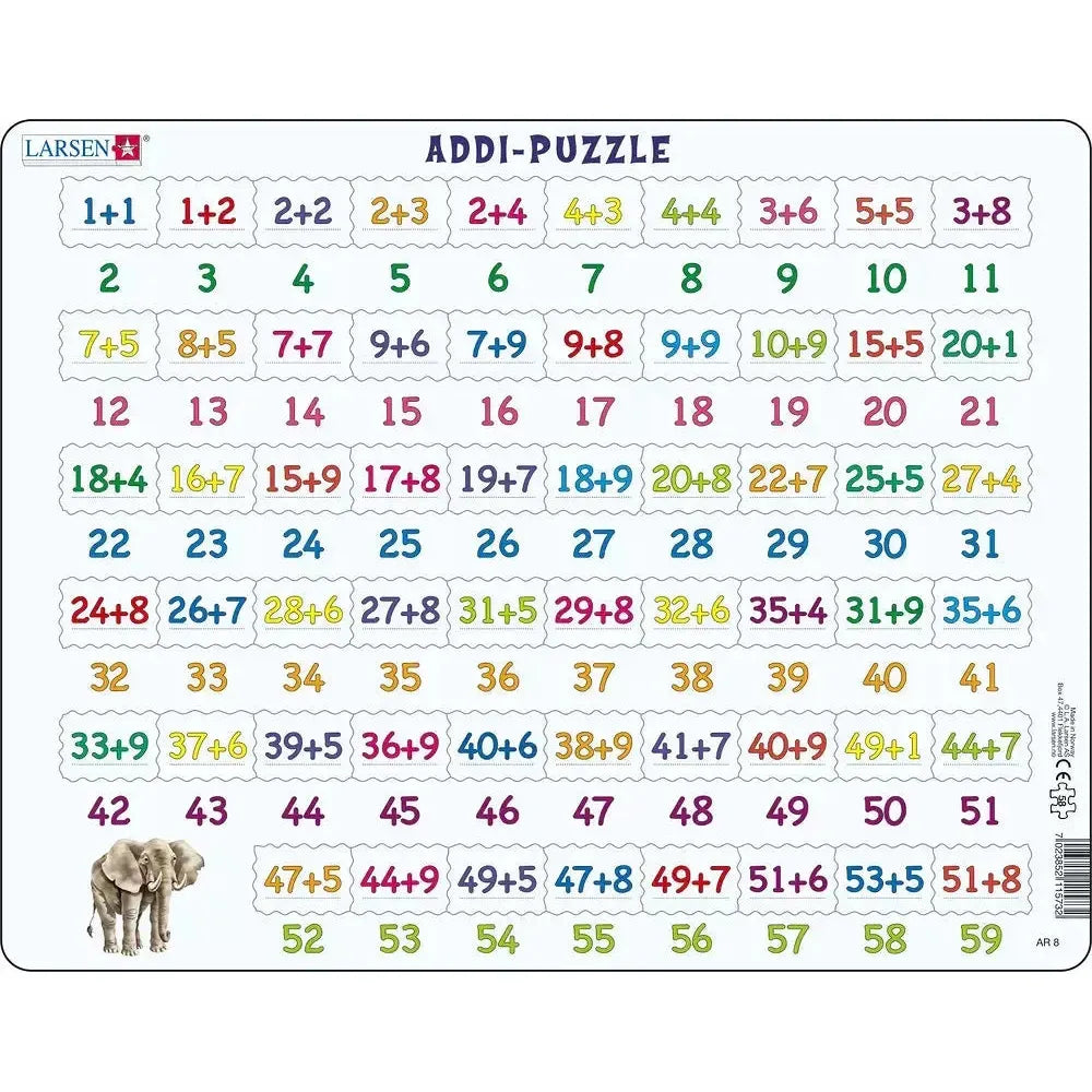 Addition Math 58 Piece Tray Jigsaw Puzzle Larsen