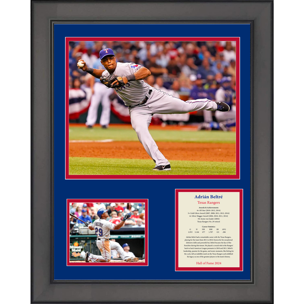 Framed Adrian Beltre Hall of Fame Baseball 11"x14" Three Photo Collage (ONLINE ORDER ONLY)