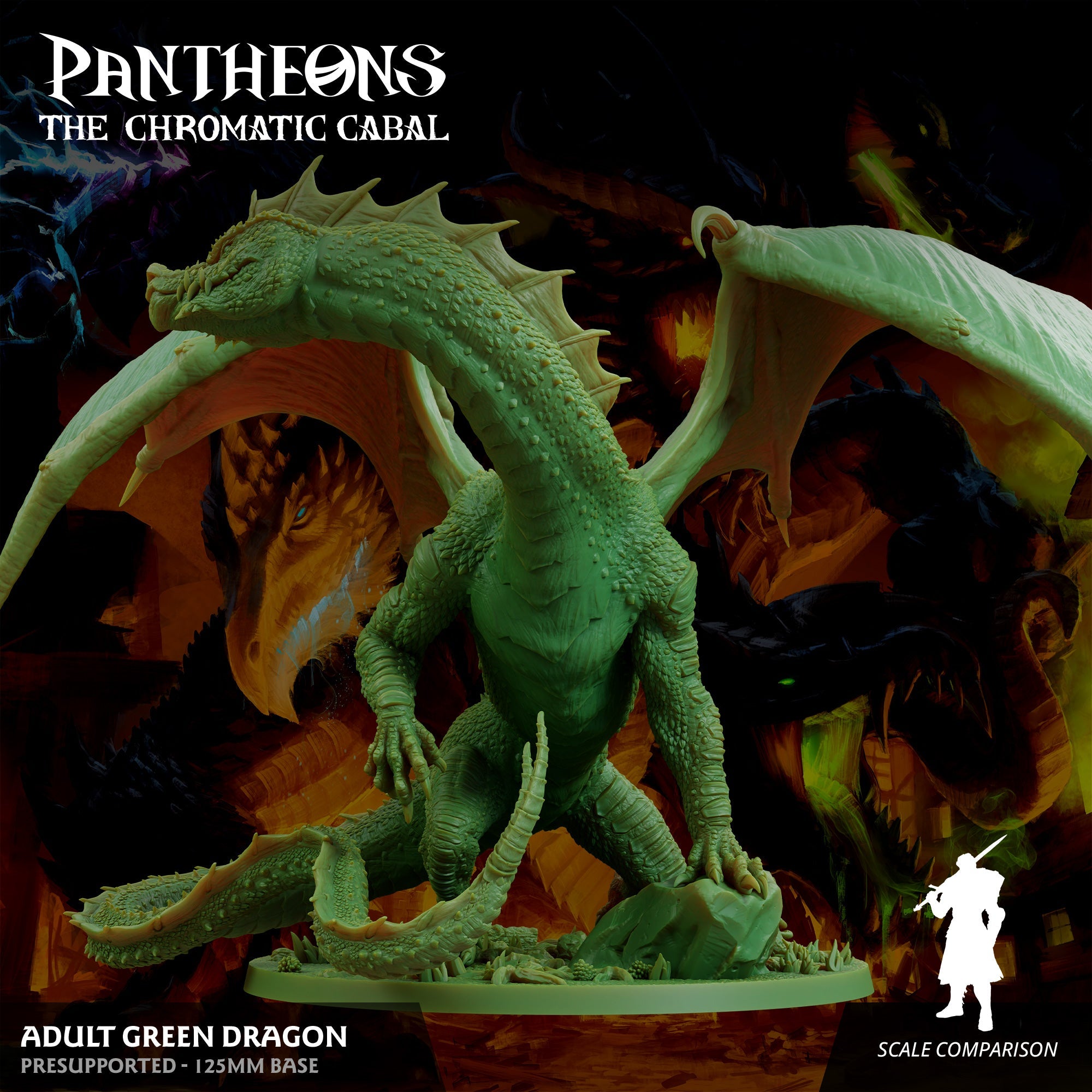 3D Printed Sordane Publishing Adult Green Dragon Pantheons The Chromatic Cabal 28 32mm D&D (Online Only)