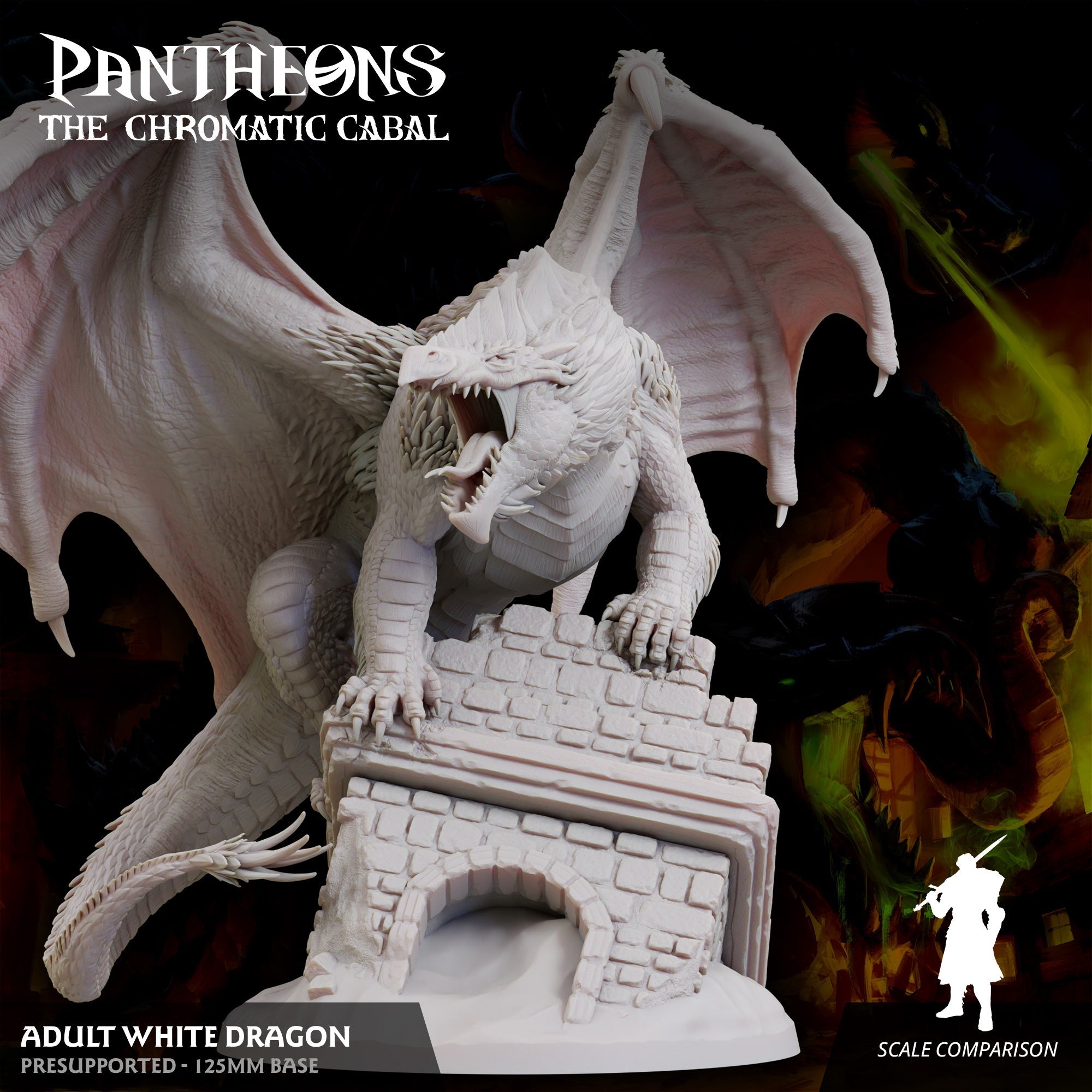 3D Printed Sordane Publishing Adult White Dragon Pantheons The Chromatic Cabal 28 32mm D&D (Online Only)