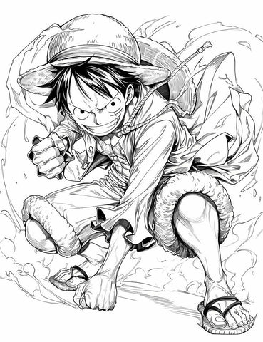 Adventurous Monkey D. Luffy Coloring Page | One Piece Straw Hat Art | Instant Digital Download | Iconic Luffy Printable (ONLINE ORDER ONLY)