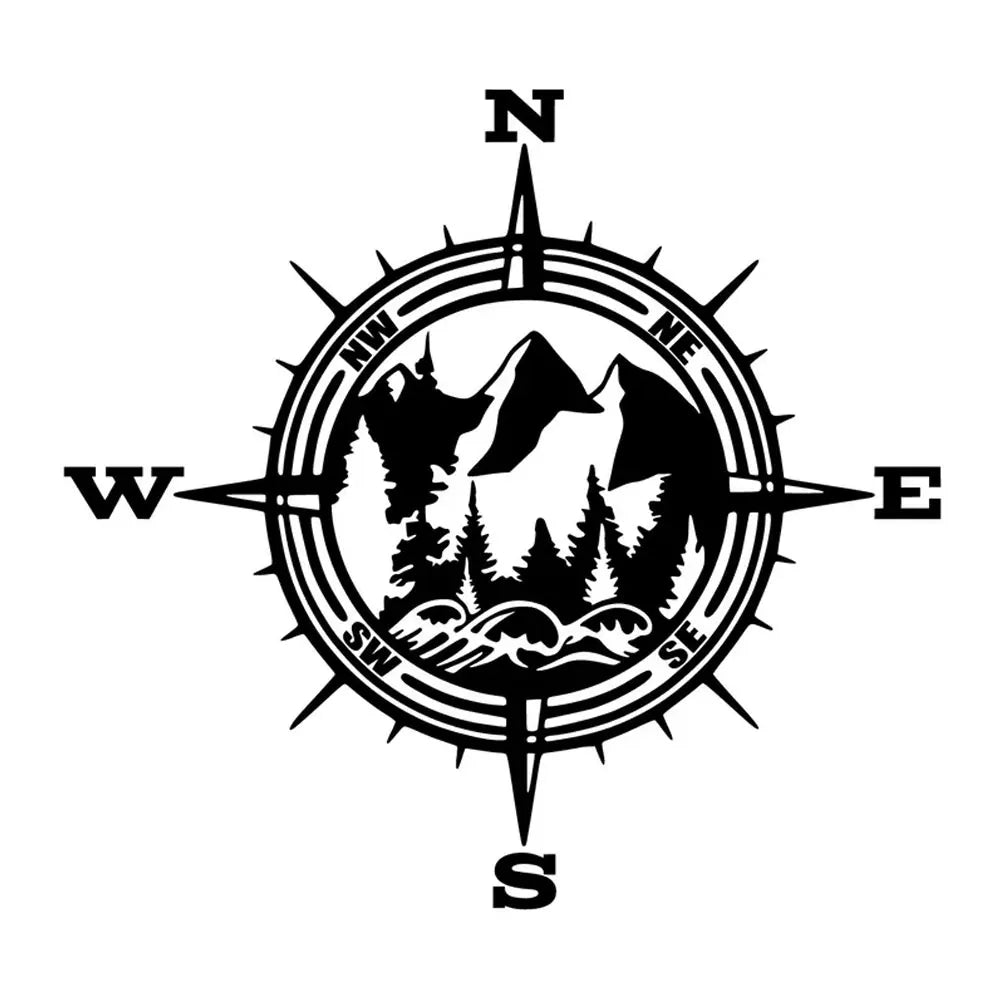Compass Car Sticker PVC Window Stickers Natural Mountain Forest Pacific Northwest Auto Spare Parts Notebook Vinyl Decals (ONLINE ORDER ONLY)