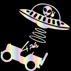 Jeep Car Stickers Decorative Paper Wind Glass Alien Abduction /UFO Ji Fun Creative Reflective Cartoon Waterproof Vinyl Decals (ONLINE ORDER ONLY)