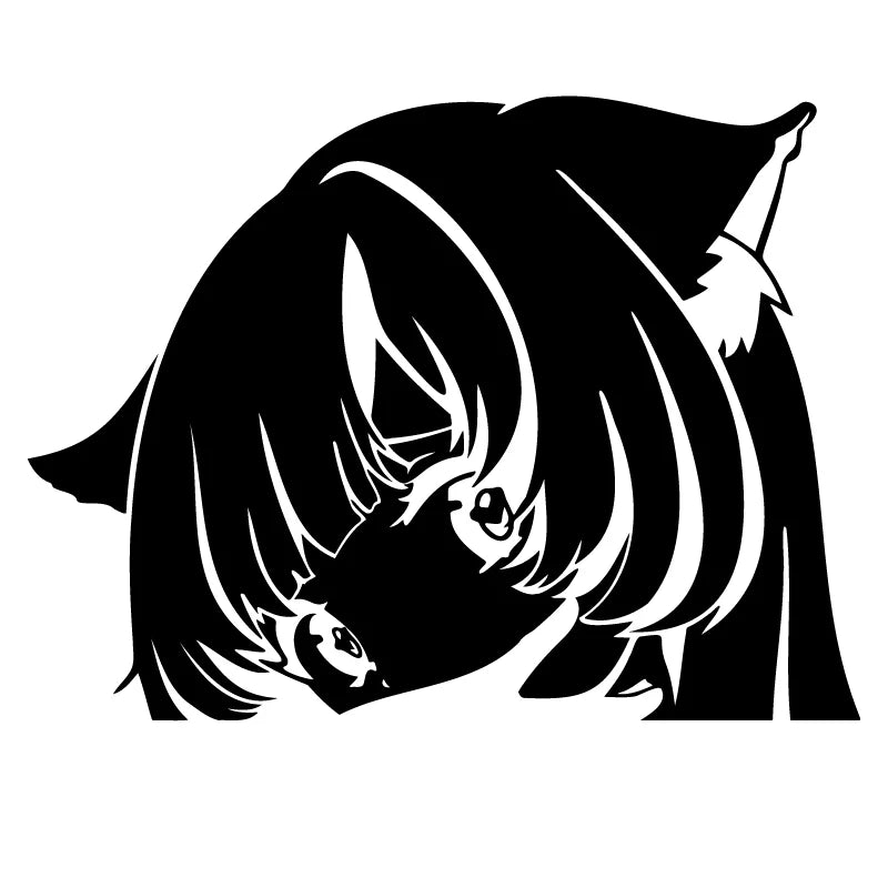 Cat Girl Peek Car Sticker Anime Auto Parts Stickers Cartoon Laser PVC Waterproof Die Cutting Vinyl Decals (ONLINE ORDER ONLY)