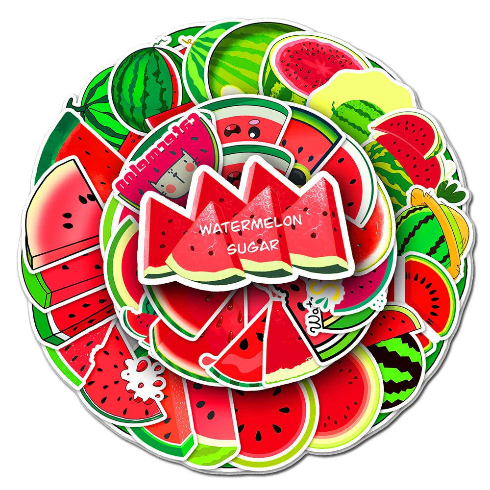Cartoon Watermelon Stickers Pack for Laptop, Suitcase, Fridge, Phone, Car, Kids Decals (ONLINE ORDER ONLY)