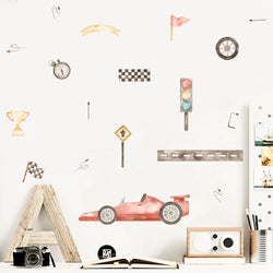 Racing Flag Trophy Traffic Light Watercolor Wall Sticker Vinyl Removable Decals Kids Room Decor (ONLINE ORDER ONLY)
