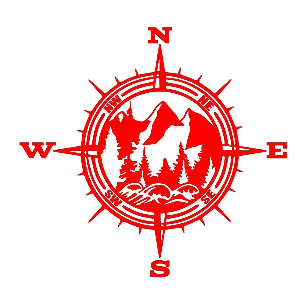 Compass Car Sticker PVC Window Stickers Natural Mountain Forest Pacific Northwest Auto Spare Parts Notebook Vinyl Decals (ONLINE ORDER ONLY)