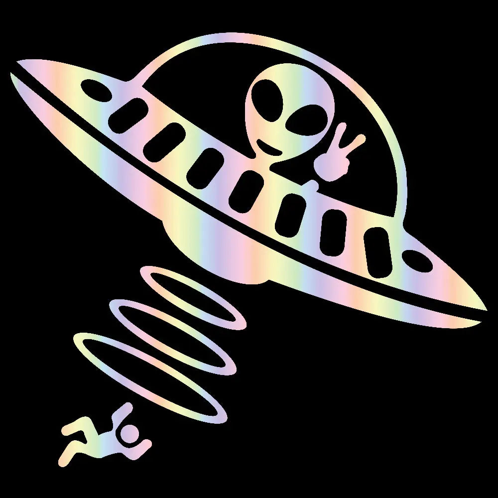Jeep Car Stickers Decorative Paper Wind Glass Alien Abduction /UFO Ji Fun Creative Reflective Cartoon Waterproof Vinyl Decals (ONLINE ORDER ONLY)
