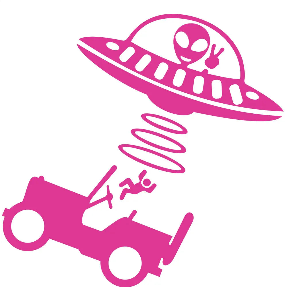 Jeep Car Stickers Decorative Paper Wind Glass Alien Abduction /UFO Ji Fun Creative Reflective Cartoon Waterproof Vinyl Decals (ONLINE ORDER ONLY)