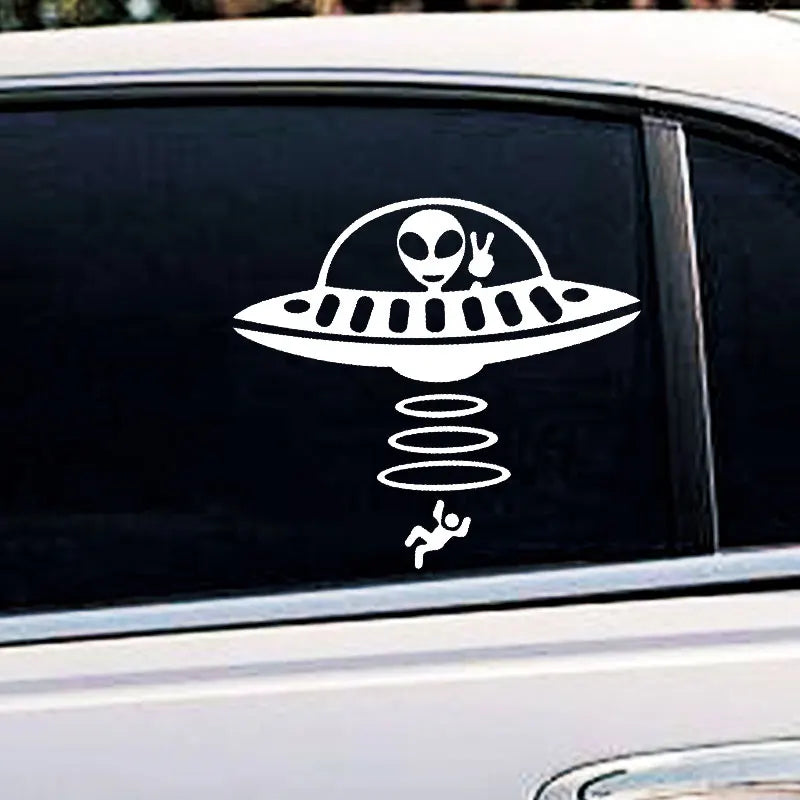 Jeep Car Stickers Decorative Paper Wind Glass Alien Abduction /UFO Ji Fun Creative Reflective Cartoon Waterproof Vinyl Decals (ONLINE ORDER ONLY)
