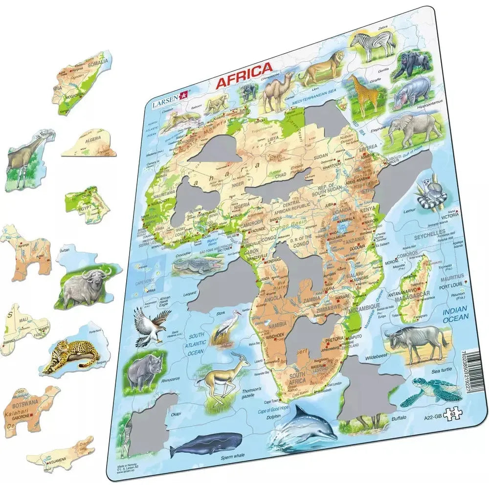 Africa Map 63 Piece Tray Jigsaw Puzzle Larsen