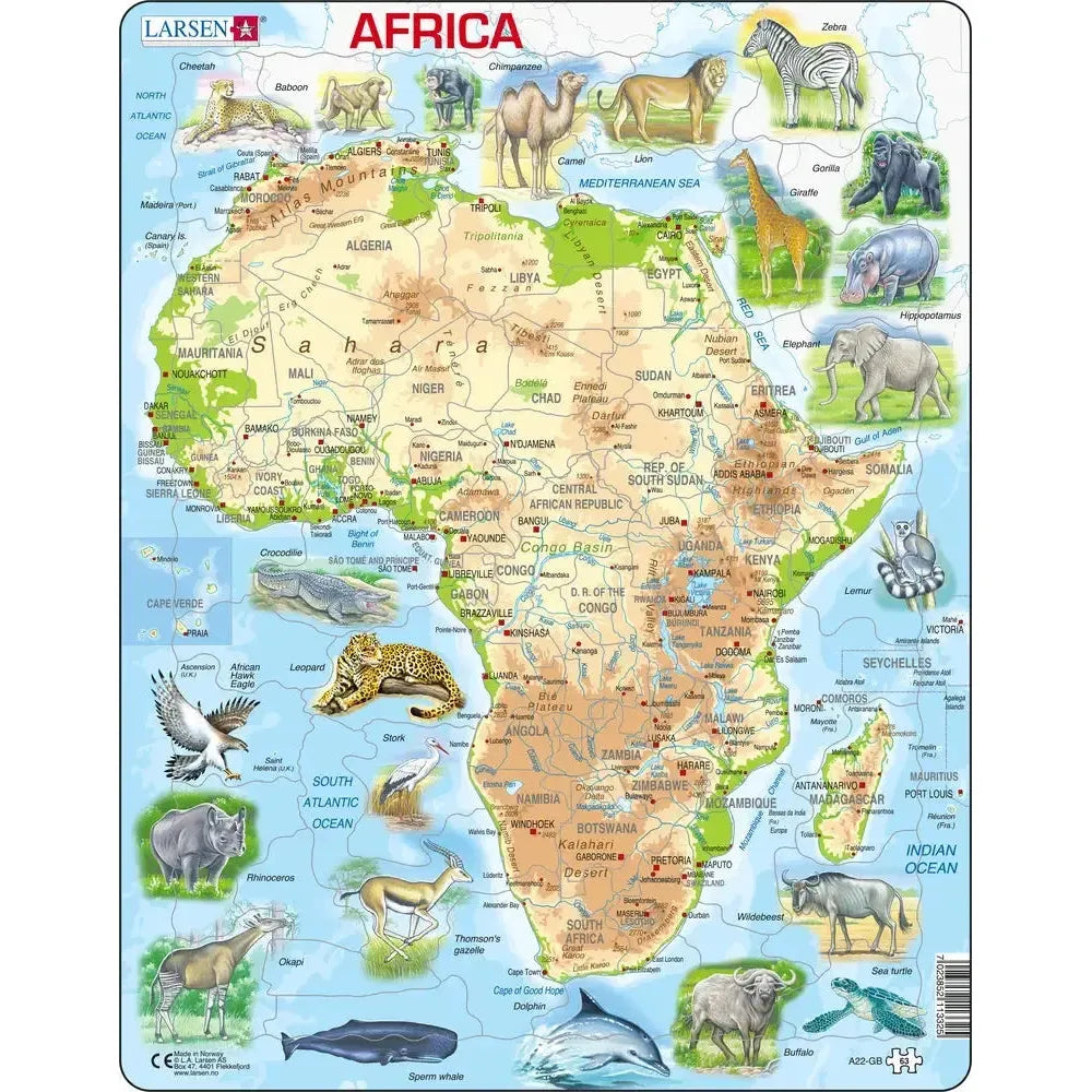 Africa Map 63 Piece Tray Jigsaw Puzzle Larsen