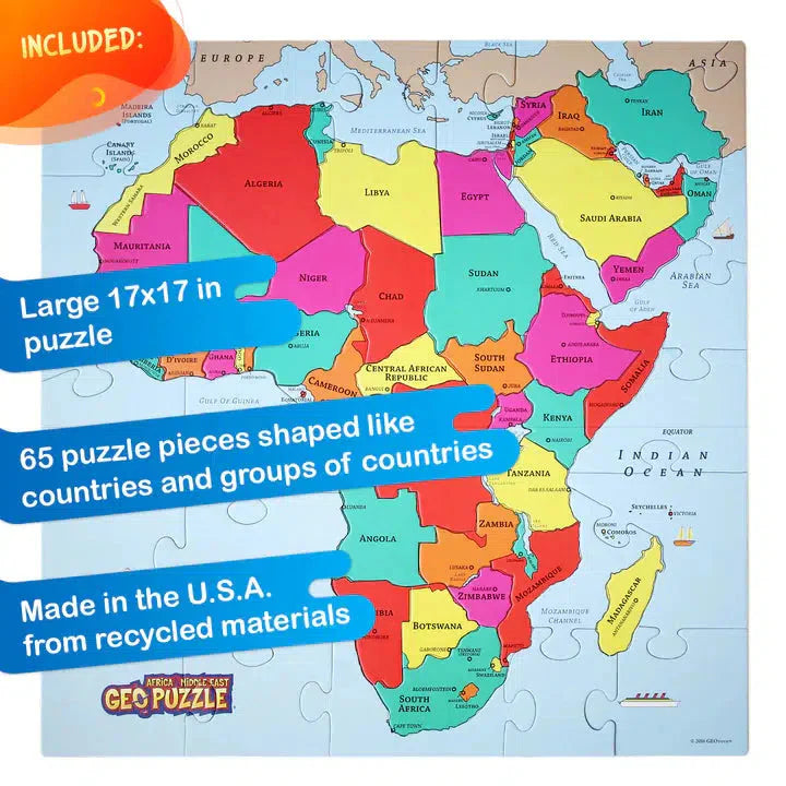 Africa & Middle East GeoPuzzle 65 Piece Jigsaw Puzzle Geotoys (ONLINE ORDER ONLY)