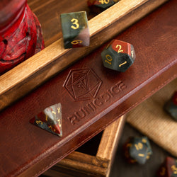 African Bloodstone Hand Carved Gemstone DND Dice Set (ONLINE ORDER ONLY)