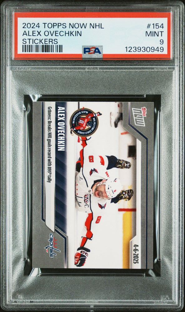 Graded 2024 Topps Now Alex Ovechkin #154 Stickers Hockey Card PSA 9 Mint (ONLINE ORDER ONLY)