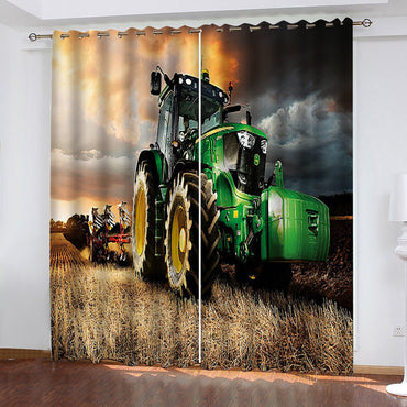 Agriculture Tractor Curtains Pattern Blackout Window Drapes (Online Order Only)