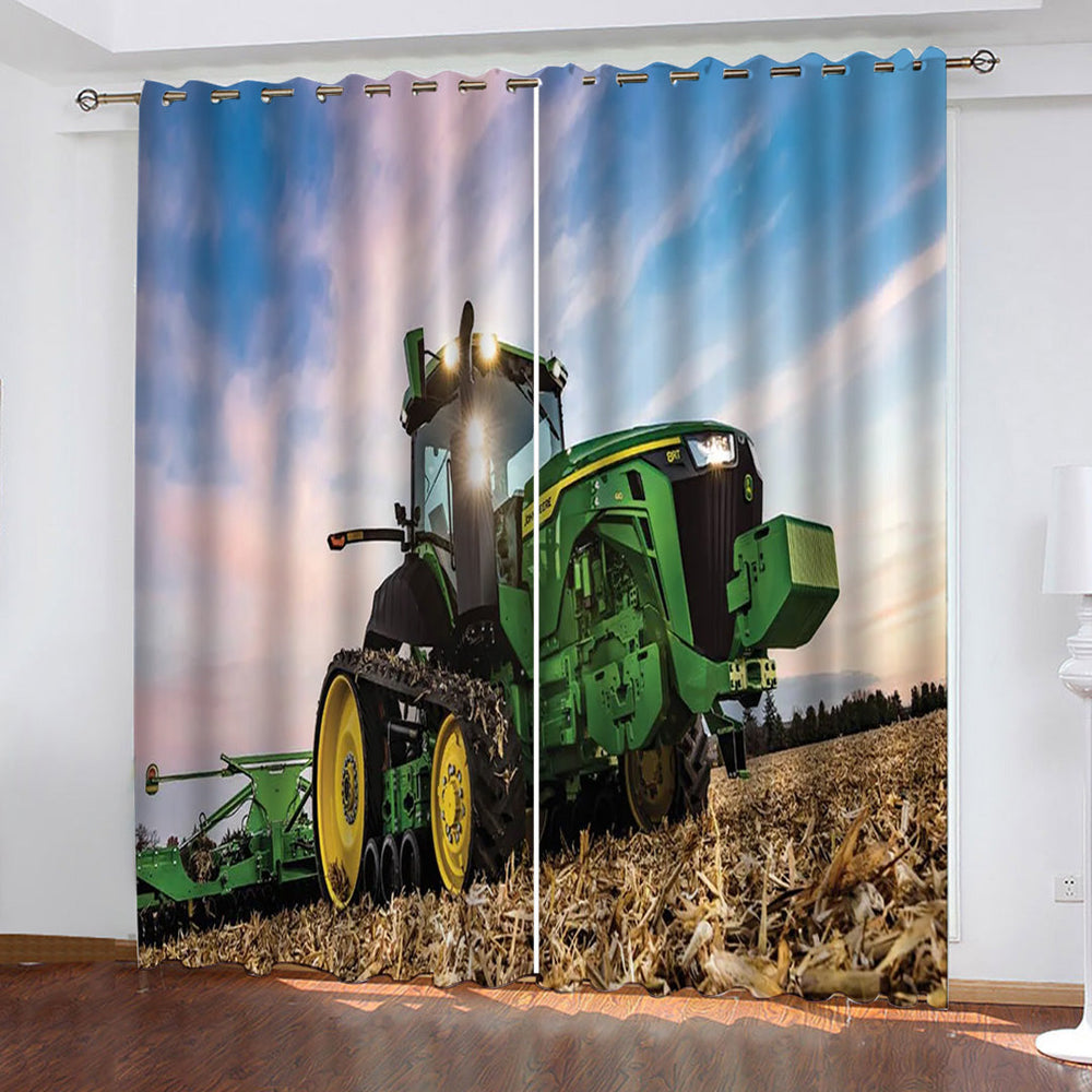 Agriculture Tractor Curtains Pattern Blackout Window Drapes (Online Order Only)