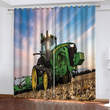 Agriculture Tractor Curtains Pattern Blackout Window Drapes (Online Order Only)