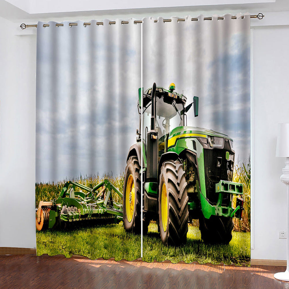 Agriculture Tractor Curtains Pattern Blackout Window Drapes (Online Order Only)
