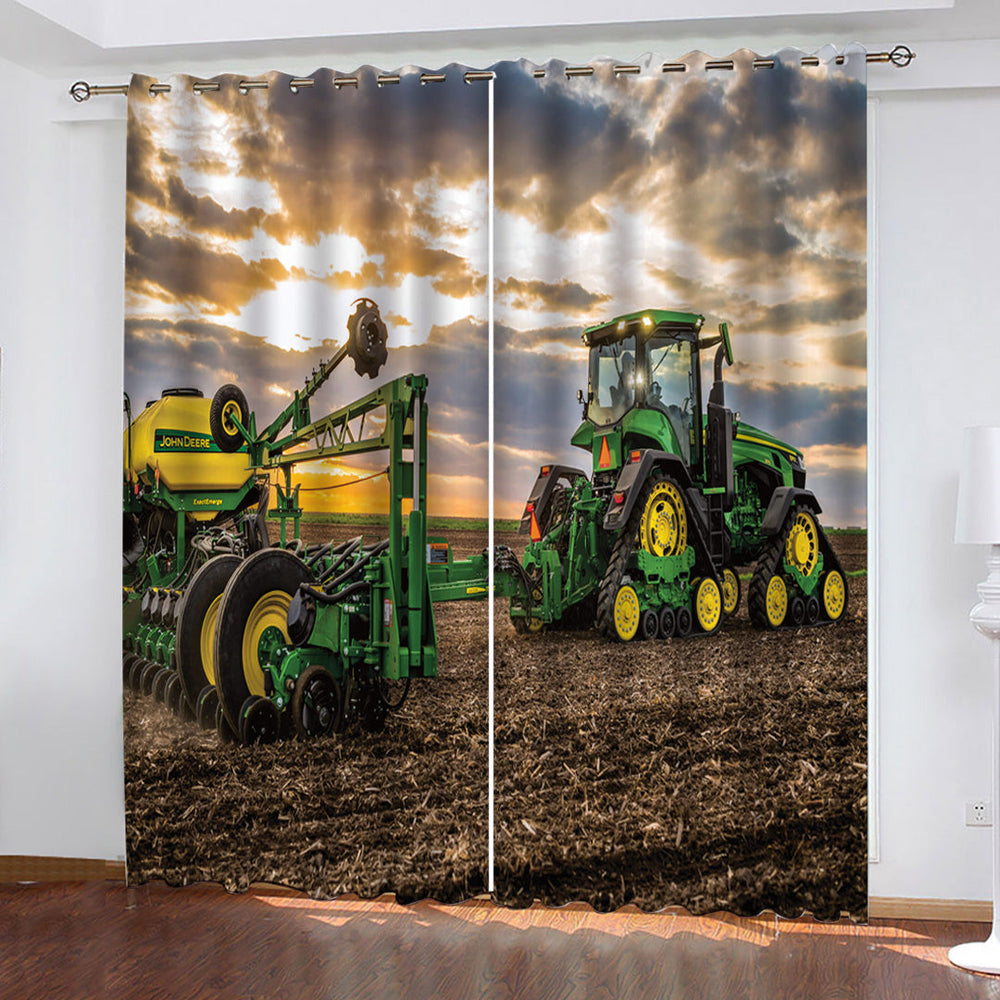 Agriculture Tractor Curtains Pattern Blackout Window Drapes (Online Order Only)