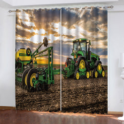 Agriculture Tractor Curtains Pattern Blackout Window Drapes (Online Order Only)