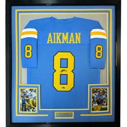 Framed Facsimile Autographed Troy Aikman 35x39 UCLA Blue Reprint Laser Auto College Football Jersey Size Men's XL (ONLINE ORDER ONLY)