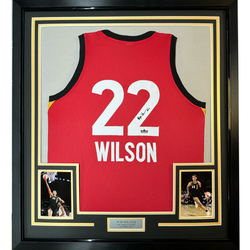 Framed Facsimile Autographed A'ja Wilson 35x39 Las Vegas Red Reprint Laser Auto Basketball Jersey (ONLINE ORDER ONLY)