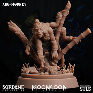 3D Printed Sordane Publishing Ako Monkey Moonsoon 28 32mm D&D (Online Only)