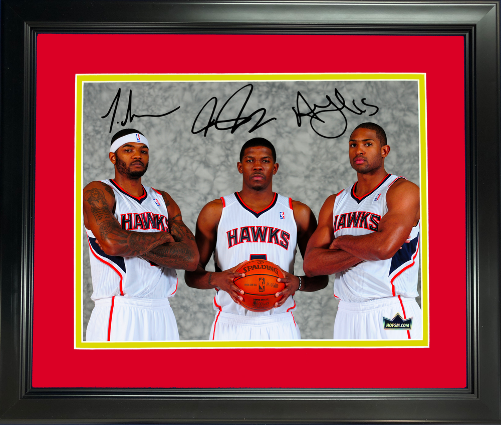 Framed Josh Smith, Joe Johnson & Al Horford Facsimile Laser Engraved Signature Auto 11"x14" Basketball Photo HOFSM Holo (ONLINE ORDER ONLY)