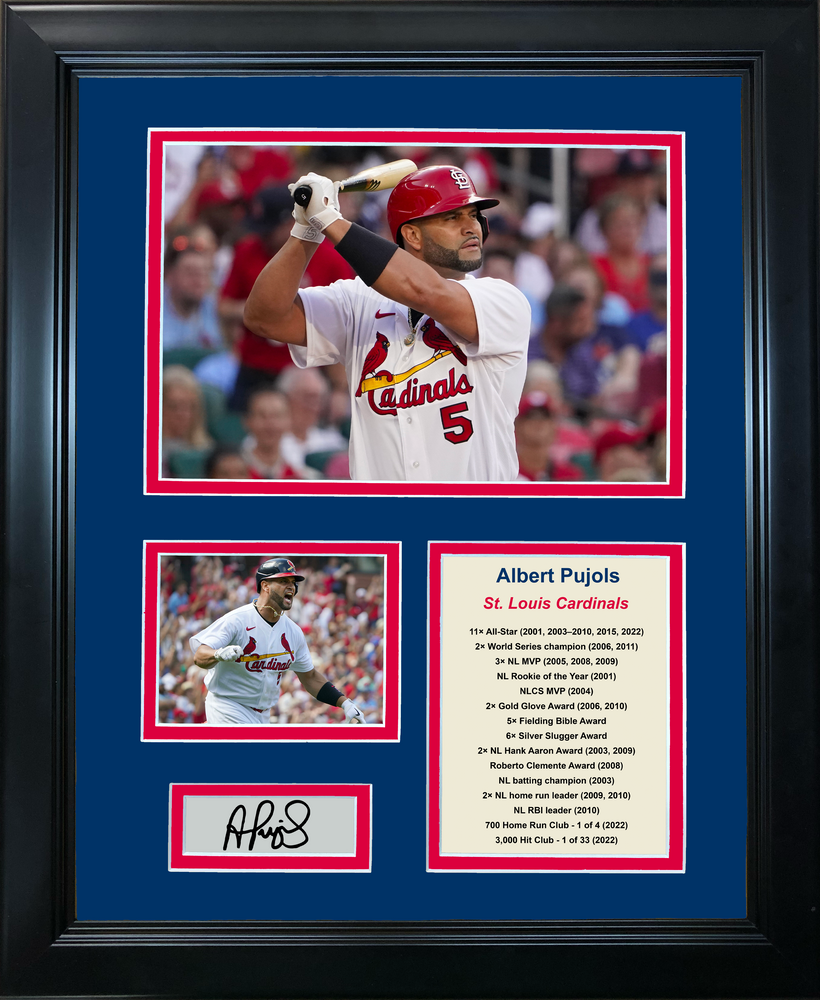 Framed Albert Pujols 700 Homeruns HOF Facsimile Laser Engraved Signature Auto St. Louis Cardinals Baseball 11"x14"Photo Sig Collage (ONLINE ORDER ONLY)