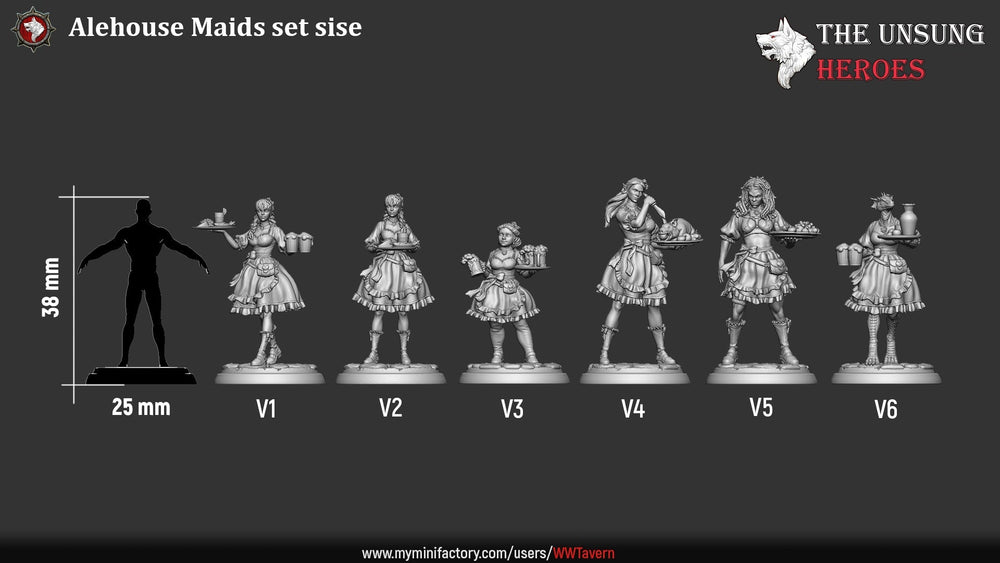 Alehouse Maids Miniature Set – Fantasy Tavern NPCs & Bust (ONLINE ORDER ONLY)