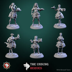 Alehouse Maids Miniature Set – Fantasy Tavern NPCs & Bust (ONLINE ORDER ONLY)